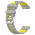 For Samsung Galaxy Watch 6 40mm 20mm Sports Two-Color Steel Buckle Silicone Watch Band(Grey+Yellow)