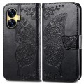 For Realme C55 Butterfly Love Flower Embossed Leather Phone Case(Black)