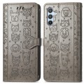 For Samsung Galaxy A34 5G Cat and Dog Embossed Phone Leather Phone Case(Gray)
