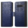 For Samsung Galaxy S10 Grid Leather Flip Phone Case(Blue)