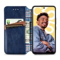 For Realme C55 Cubic Grid Pressed Magnetic Leather Phone Case(Blue)
