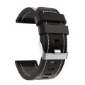 For Garmin Fenix 5X Sapphire 26mm Sewing Leather Steel Buckle Watch Band(Black)