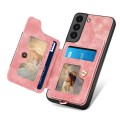 For Samsung Galaxy S22+ 5G Retro Skin-feel Ring Multi-card Wallet Phone Case(Pink)
