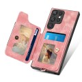 For Samsung Galaxy S22 Ultra 5G Retro Skin-feel Ring Multi-card Wallet Phone Case(Pink)