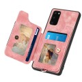 For Samsung Galaxy S20 Retro Skin-feel Ring Multi-card Wallet Phone Case(Pink)