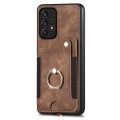 For Samsung Galaxy A33 5G Retro Skin-feel Ring Multi-card Wallet Phone Case(Brown)