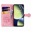 For OnePlus Nord CE 3 Lite Cat and Dog Embossed Leather Phone Case(Pink)
