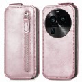 For OPPO Find X6 Pro Zipper Wallet Vertical Flip Leather Phone Case(Rose Gold)