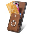 For Samsung Galaxy A22 5G Retro Skin-feel Ring Card Wallet Phone Case(Brown)