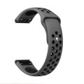 For Garmin Fenix 7 22mm Sports Breathable Silicone Watch Band(Grey+Black)