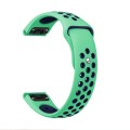 For Garmin Fenix 7 Solar 22mm Sports Breathable Silicone Watch Band(Mint Green+Midnight Blue)