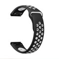 For Garmin Fenix 7 Solar 22mm Sports Breathable Silicone Watch Band(Black+White)