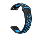 For Garmin Fenix 7 Solar 22mm Sports Breathable Silicone Watch Band(Black+Blue)