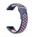 For Garmin Fenix 7 Solar 22mm Sports Breathable Silicone Watch Band(Midnight Blue+Pink)