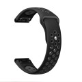 For Garmin EPIX Gen 2 22mm Sports Breathable Silicone Watch Band(Black+Grey)