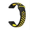 For Garmin Fenix 6 GPS 22mm Sports Breathable Silicone Watch Band(Black+Yellow)