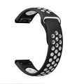 For Garmin Fenix 5 Plus 22mm Sports Breathable Silicone Watch Band(Black+White)