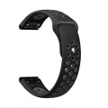 For Garmin Fenix 5 Plus 22mm Sports Breathable Silicone Watch Band(Black+Grey)