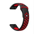 For Garmin Descent G1 22mm Sports Breathable Silicone Watch Band(Black+Red)