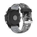 For Garmin Fenix 6X Sapphire 26mm Camouflage Printed Silicone Watch Band(Grey+Army Camouflage)