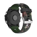 For Garmin Fenix 5X Sapphire 26mm Camouflage Printed Silicone Watch Band(Army Green+Bamboo Camouflag