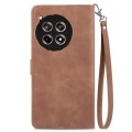 For OnePlus Ace 3 Embossed Flower Zipper Leather Phone Case(Brown)