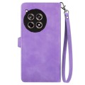 For OnePlus Ace 3 Embossed Flower Zipper Leather Phone Case(Purple)