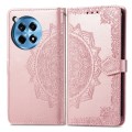 For OnePlus 12R Mandala Flower Embossed Leather Phone Case(Rose Gold)