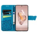 For OnePlus Ace 3 Butterfly Love Flower Embossed Leather Phone Case(Blue)