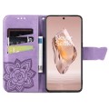 For OnePlus Ace 3 Butterfly Love Flower Embossed Leather Phone Case(Light Purple)