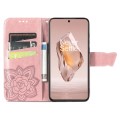 For OnePlus Ace 3 Butterfly Love Flower Embossed Leather Phone Case(Rose Gold)