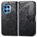 For OnePlus 12R Butterfly Love Flower Embossed Leather Phone Case(Black)