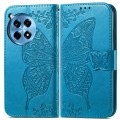 For OnePlus 12R Butterfly Love Flower Embossed Leather Phone Case(Blue)