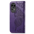 For Huawei  Nova 12 Pro Butterfly Love Flower Embossed Leather Phone Case(Dark Purple)
