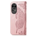 For Huawei  Nova 12 Pro Butterfly Love Flower Embossed Leather Phone Case(Rose Gold)