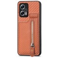 For Redmi Note 11T Pro 5G Carbon Fiber Vertical Flip Zipper Phone Case(Brown)