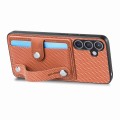 For Samsung Galaxy S24+ 5G Wristband Kickstand Wallet Back Phone Case with Tool Knife(Brown)
