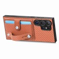For Samsung Galaxy S24 Ultra 5G Wristband Kickstand Wallet Back Phone Case with Tool Knife(Brown)