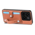 For Xiaomi 14 Pro Wristband Kickstand Card Wallet Back Phone Case with Tool Knife(Brown)