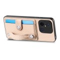 For Redmi 12C Wristband Kickstand Card Wallet Back Phone Case with Tool Knife(Khaki)