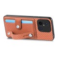 For Redmi Note 9S Wristband Kickstand Card Wallet Back Phone Case with Tool Knife(Brown)