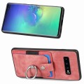 For Samsung Galaxy S10 Retro Skin-feel Ring Card Wallet Phone Case(Pink)