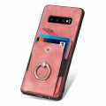 For Samsung Galaxy S10 Retro Skin-feel Ring Card Wallet Phone Case(Pink)