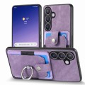 For Samsung Galaxy S24+ 5G Retro Skin-feel Ring Card Wallet Phone Case(Purple)