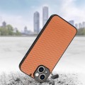 For  iPhone 15 Carbon Fiber Texture Leather Back Phone Case(Brown)