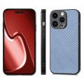 For iPhone 15 Pro Carbon Fiber Texture Leather Back Phone Case(Blue)