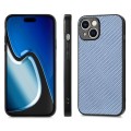 For iPhone 15 Plus Carbon Fiber Texture Leather Back Phone Case(Blue)