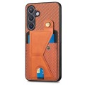 For Samsung Galaxy S24+ 5G Carbon Fiber Wallet Flip Card K-shaped Holder Phone Case(Brown)