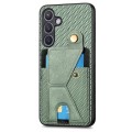 For Samsung Galaxy S24+ 5G Carbon Fiber Wallet Flip Card K-shaped Holder Phone Case(Green)