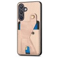 For Samsung Galaxy S24+ 5G Carbon Fiber Wallet Flip Card K-shaped Holder Phone Case(Khaki)